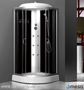 Cobreix de bany de vidre temperat negre amb porta corredissa