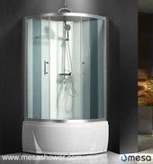 Porta de dutxa blanca de vidre pintat amb banyera Combo