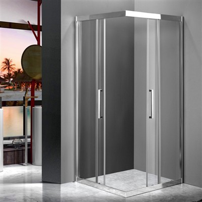 Quadre de luxe d'acer inoxidable quadrat. Caixa de dutxa corredissa